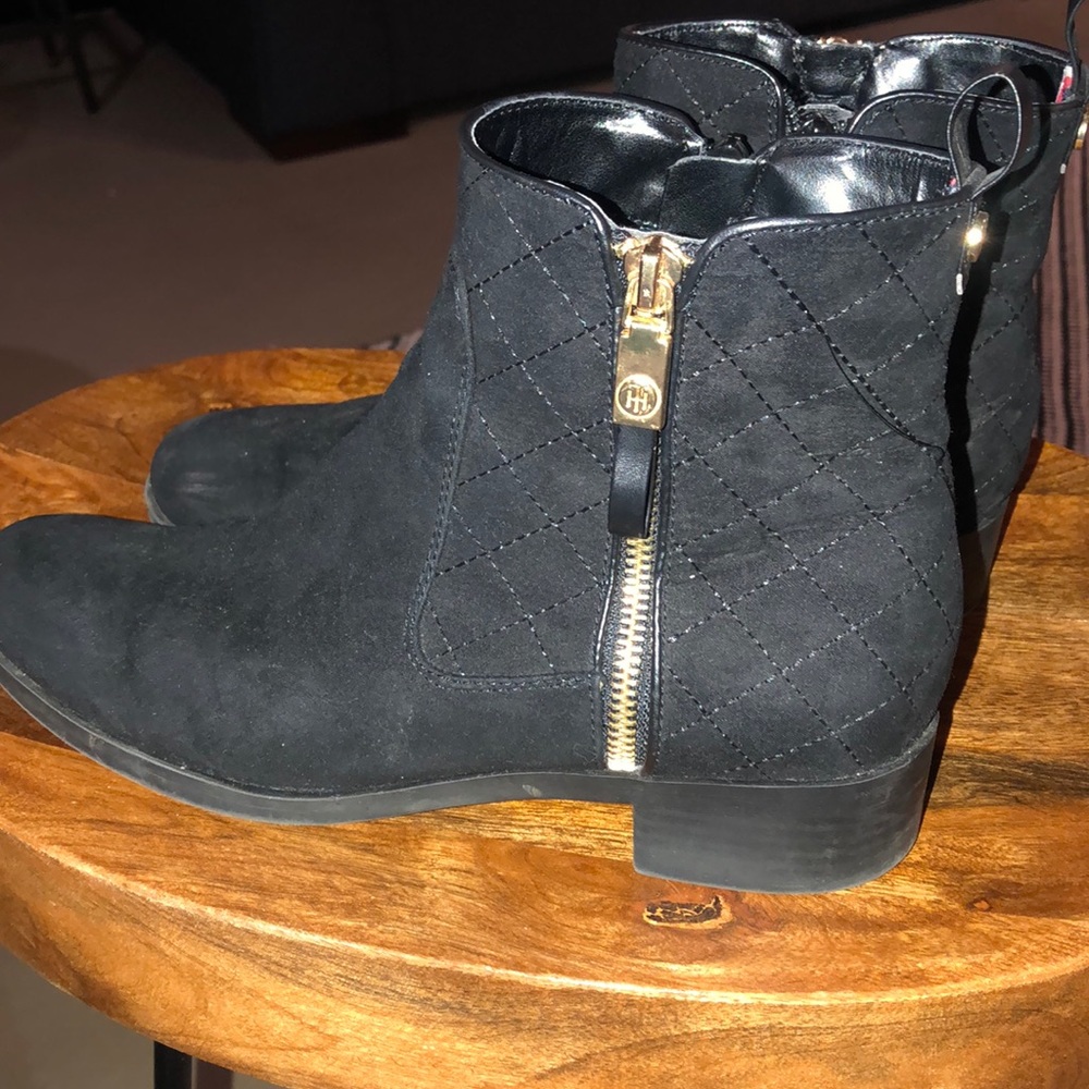 Quilted black booties